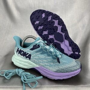 Hoka Speedgoat 5 Trail Sneakers Youth 7MD Ocean Mist Lilac Shoes 1134470/OMLM